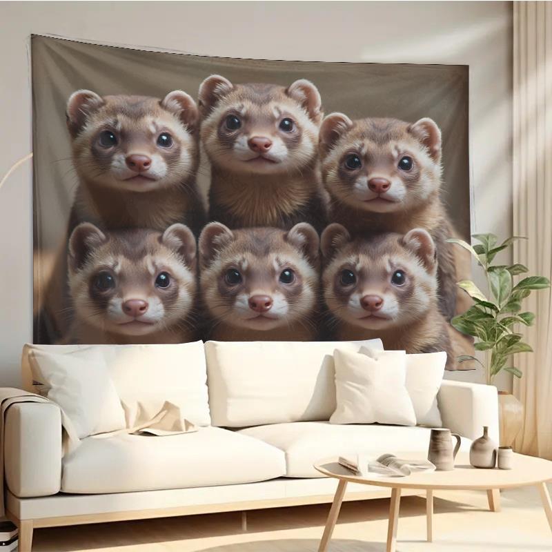 Home Decor Design Ideas - 귀여운 흰족제비 그룹 태피스트리 벽걸이 거실