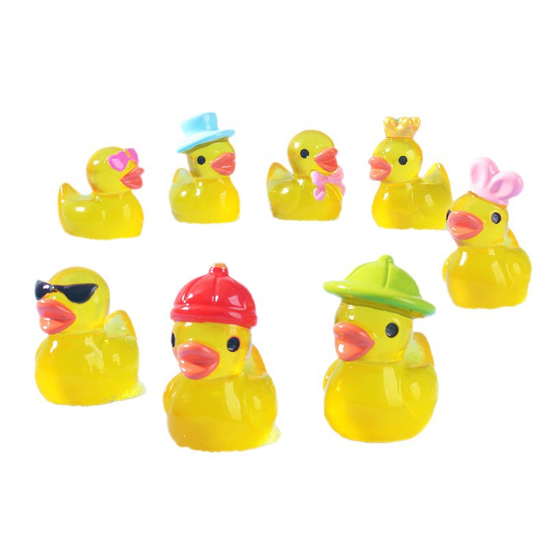 Home Decor Duck - 미니 노란색 발광 오리 장식품 미니어처