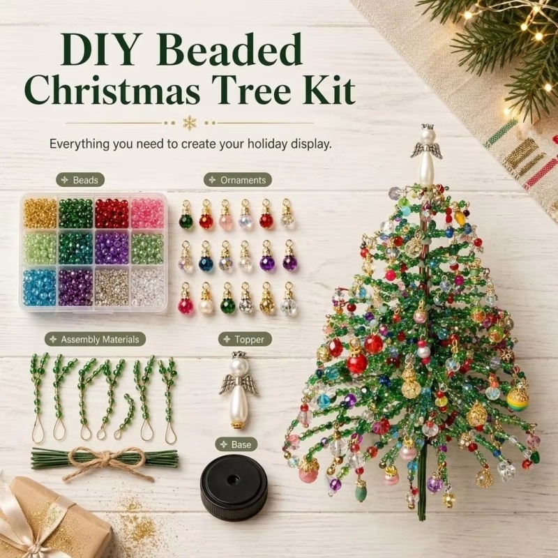 Home Decor Xmas Tree - DIY 비즈 크리스마스 트리 키트 (크리스탈