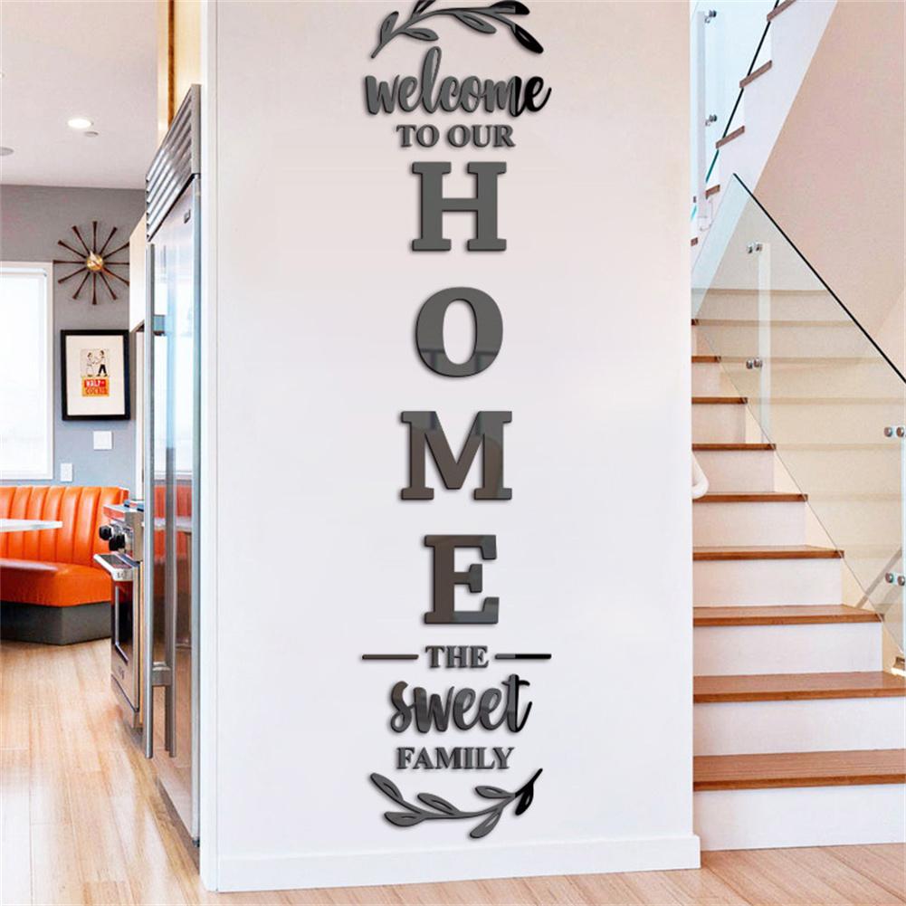 Home Decor Y2K - 영어 편지 3D 거울 벽 스티커,