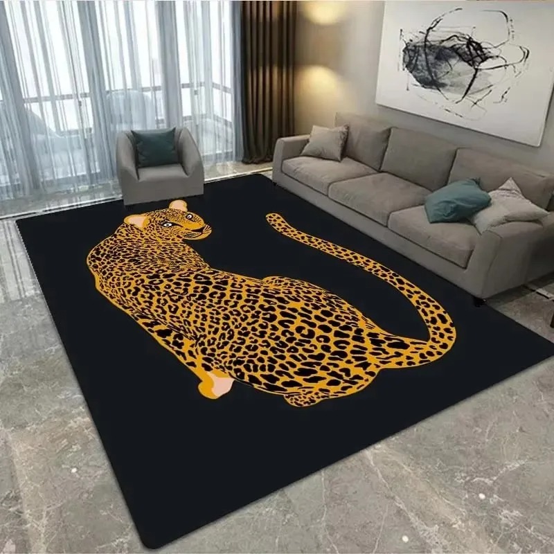 Home Decor Ig - 골든 레오파드 디자인 거실 카펫 동물