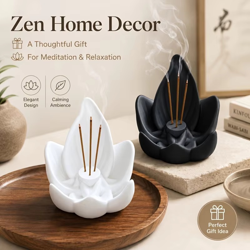 Incense Stick Holder - 중국풍 젠 스타일 연꽃 향로 3구