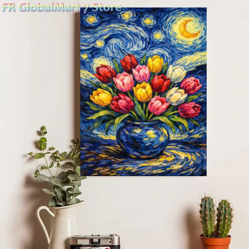 Home Decor Tulip - 다이아몬드 페인팅, 반 고흐 스타일의 튤립