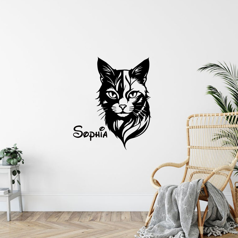 Home Decor Sticker - 1PC 귀여운 고양이 맞춤 이름 벽