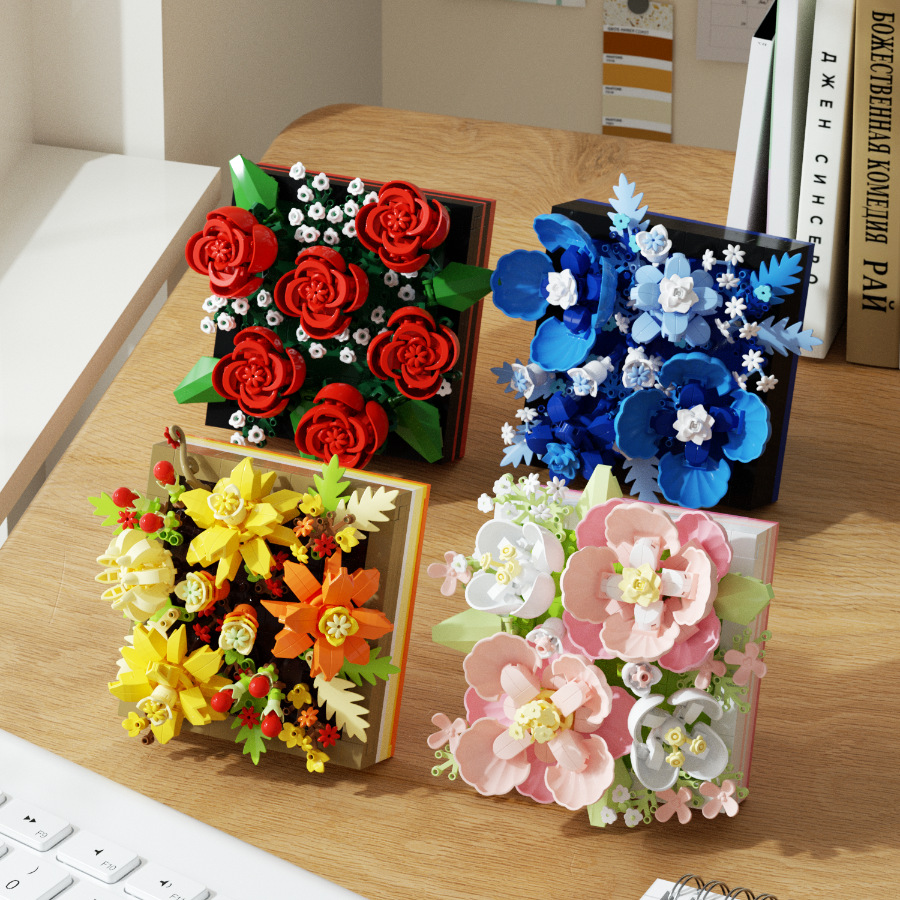 Home Decor Under 500 - 로즈 마이크로 다이아몬드 입자 꽃 빌딩