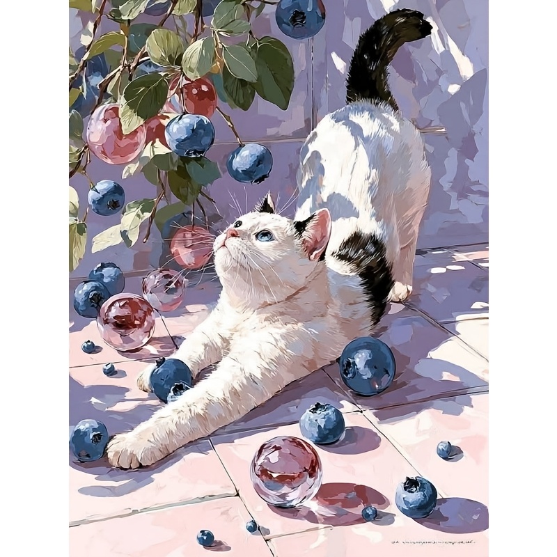 Home Decor Under 500 - 500/1000/1200/2000PCS 성인용 퍼즐, 귀여운 고양이와 블루베리