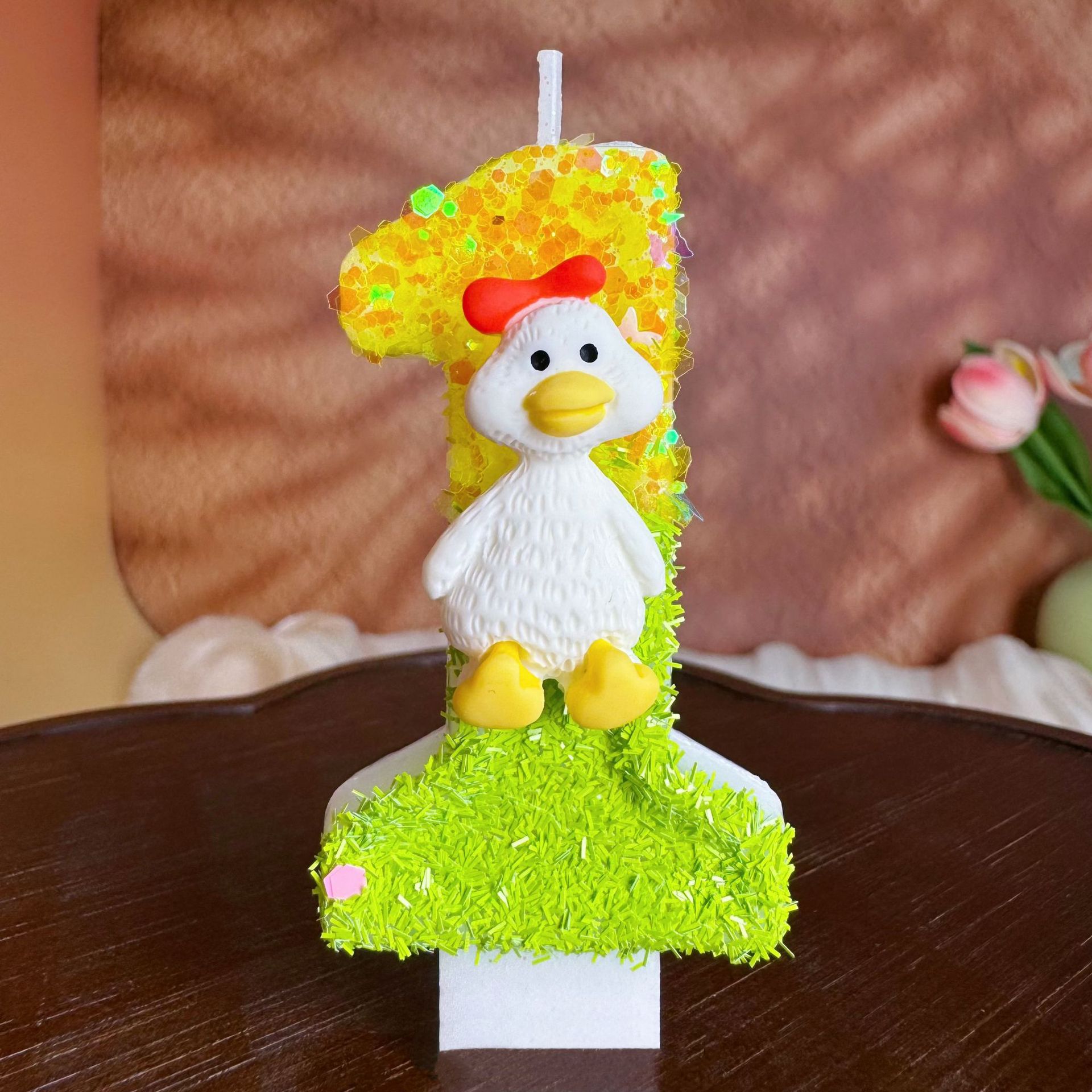 Home Decor Duck - 노란색과 초록색이 섞인 리본 모양의 작은