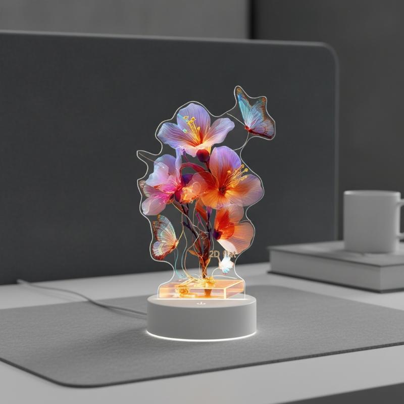 Home Decor Tulip - 2D 아크릴 보라색 튤립 꽃병 거실