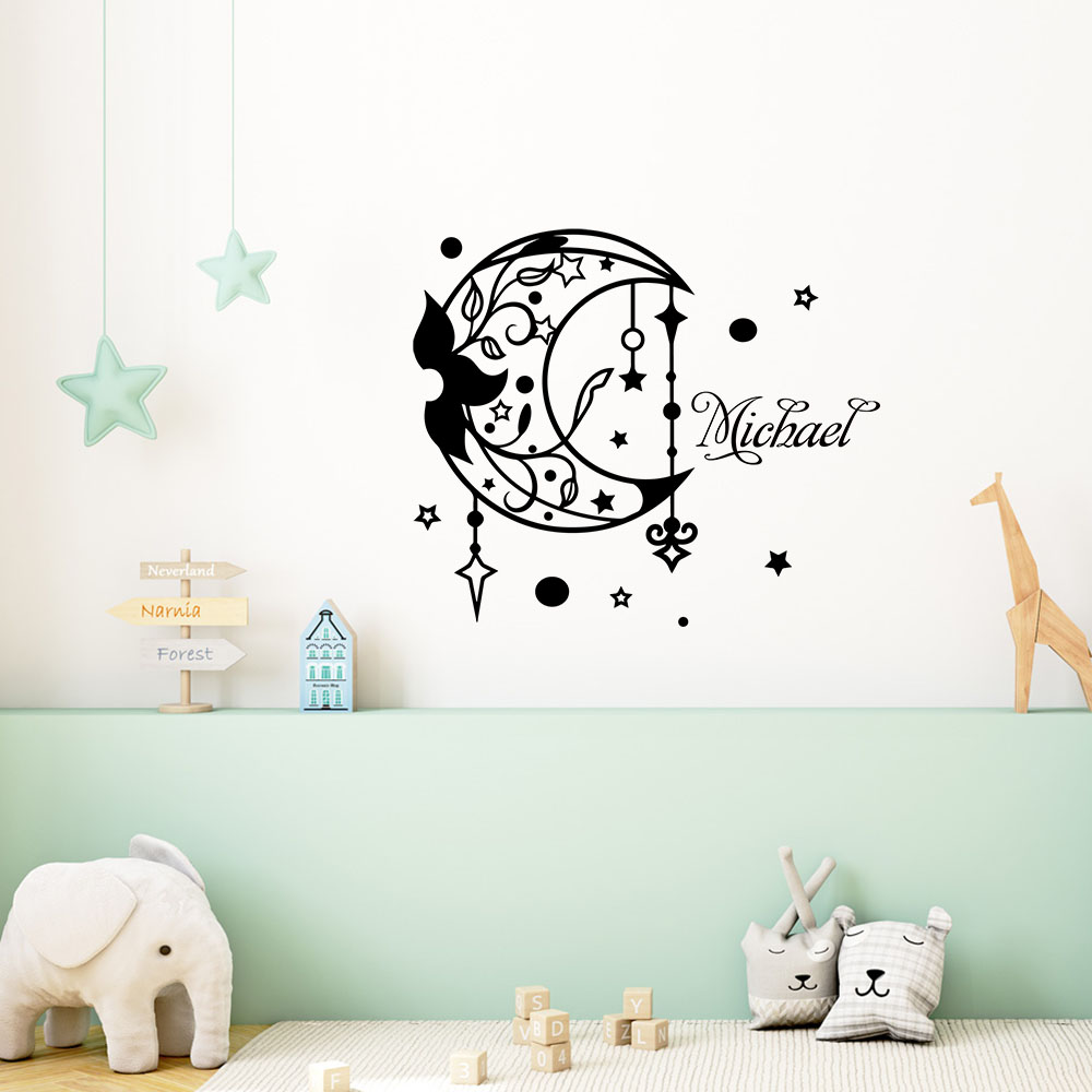 Home Decor Sticker - 1PC Cool Moon 맞춤형 이름 아트