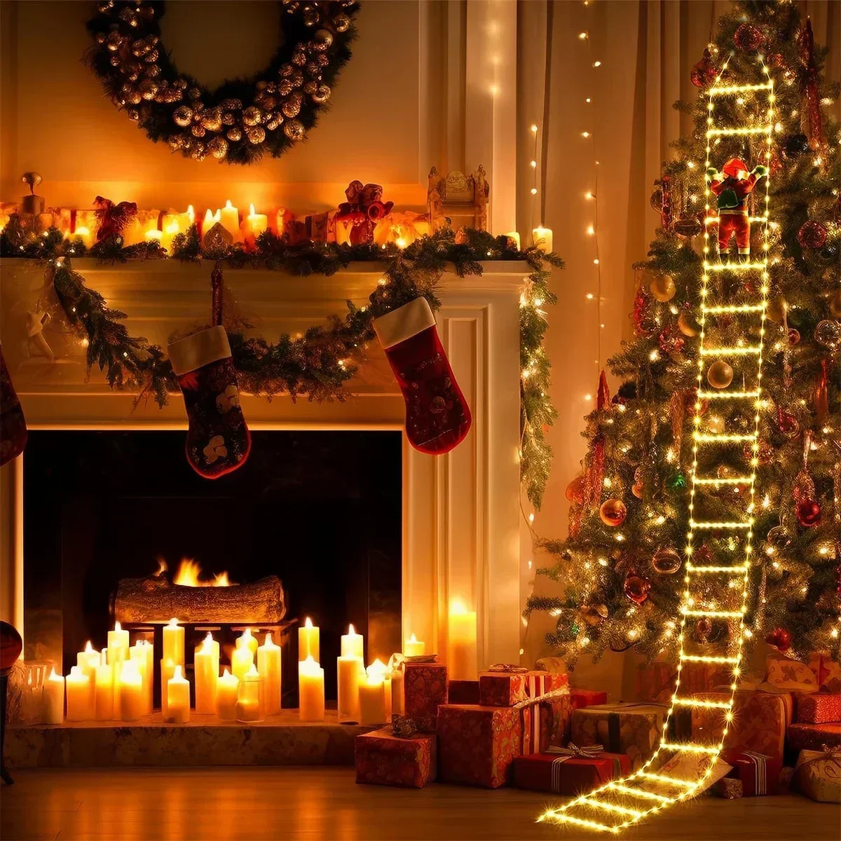산타클로스 가정용 LED 사다리 조명, 크리스마스 장식 - Home Decor Xmas Tree 리뷰 및 가격