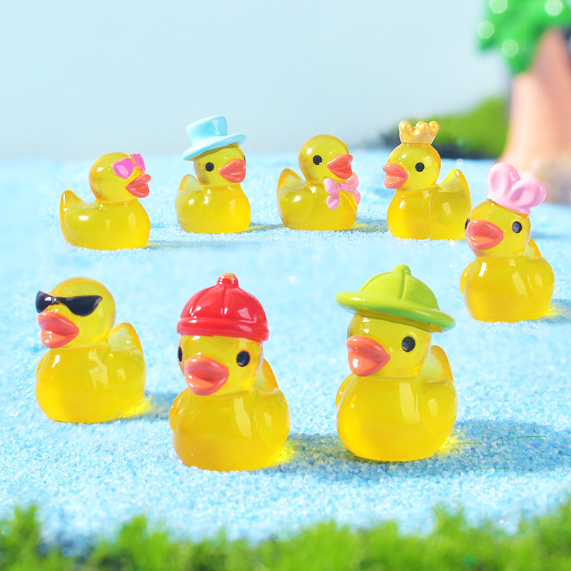 미니 노란색 발광 오리 장식품 미니어처 피규어 작은 오 - Home Decor Duck 리뷰 및 가격