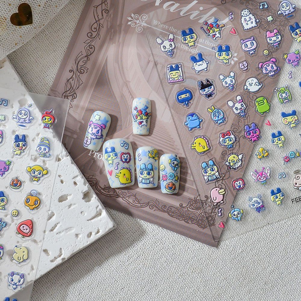 다마고치 만화 3D 엠보싱 네일 아트 스티커 캐릭터 네 - Home Decor Sticker 리뷰 및 가격