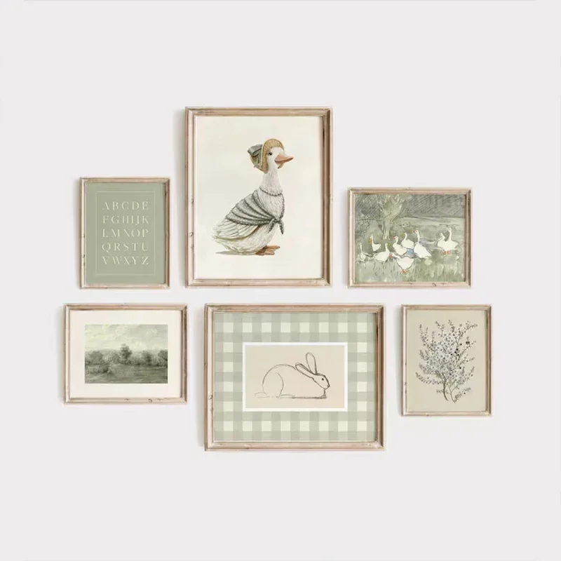 그린 보헤미안 유아실 갤러리 벽 포스터 세이지 토끼와  - Home Decor Duck 리뷰 및 가격