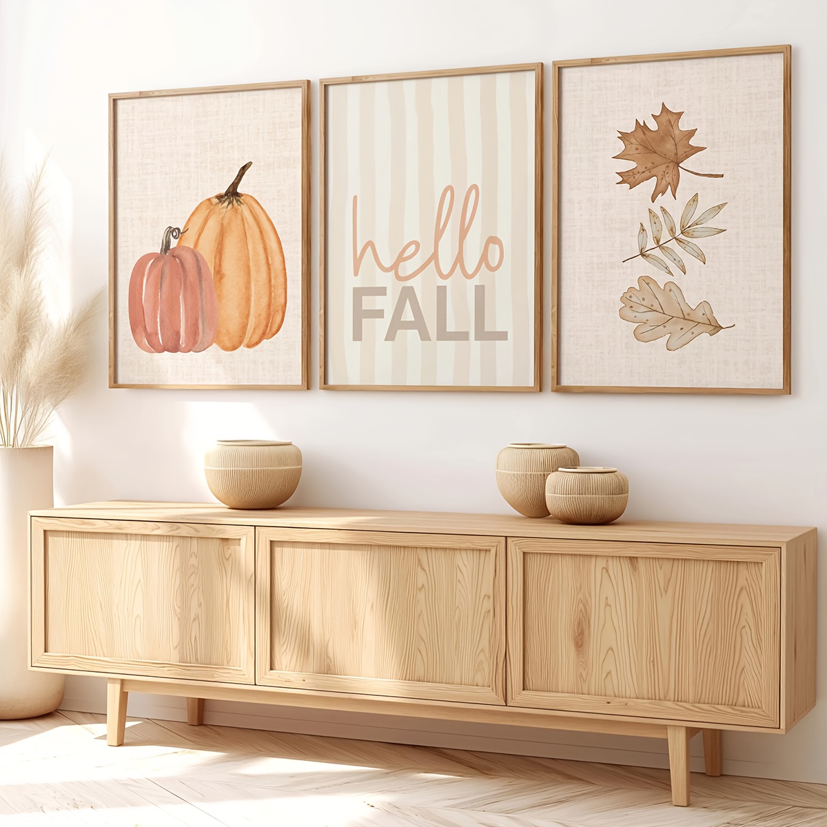 1/3개 헬로우 가을 로고 캔버스 프린트 호박 단풍잎  - Home Decor Logo 리뷰 및 가격
