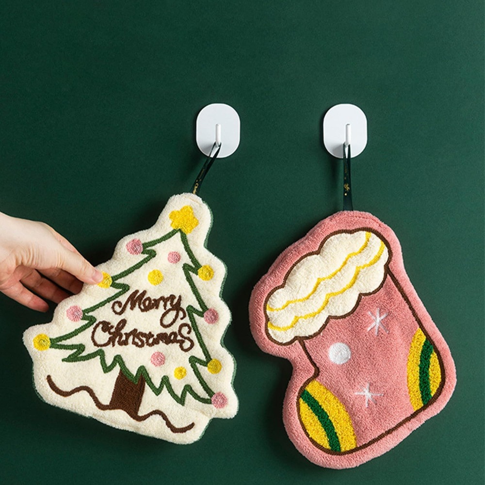 크리스마스 모양의 걸이형 핸드 타월, 산호 플리스 퀵  - Home Decor Xmas Tree 리뷰 및 가격