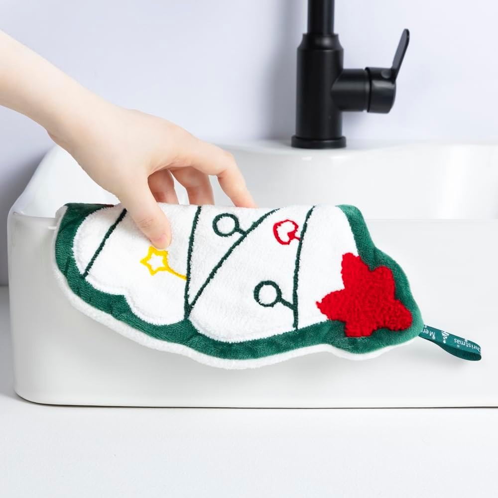 크리스마스 모양의 걸이형 핸드 타월, 산호 플리스 퀵  - Home Decor Xmas Tree 리뷰 및 가격