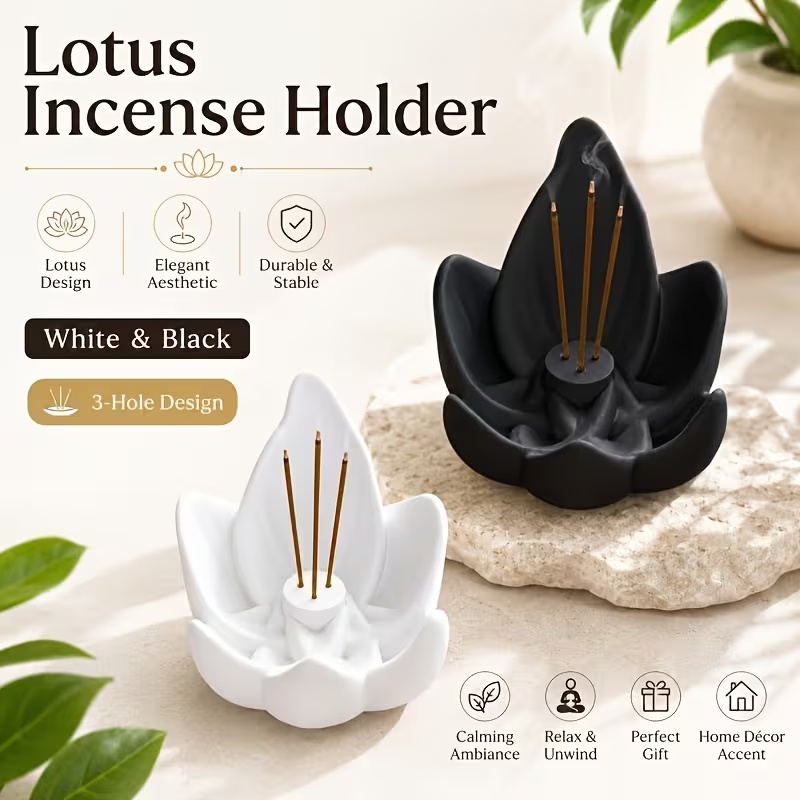 중국풍 젠 스타일 연꽃 향로 3구 플라스틱 연꽃 향로  - Incense Stick Holder 리뷰 및 가격