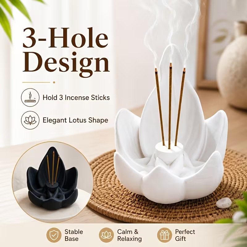 중국풍 젠 스타일 연꽃 향로 3구 플라스틱 연꽃 향로  - Incense Stick Holder 리뷰 및 가격