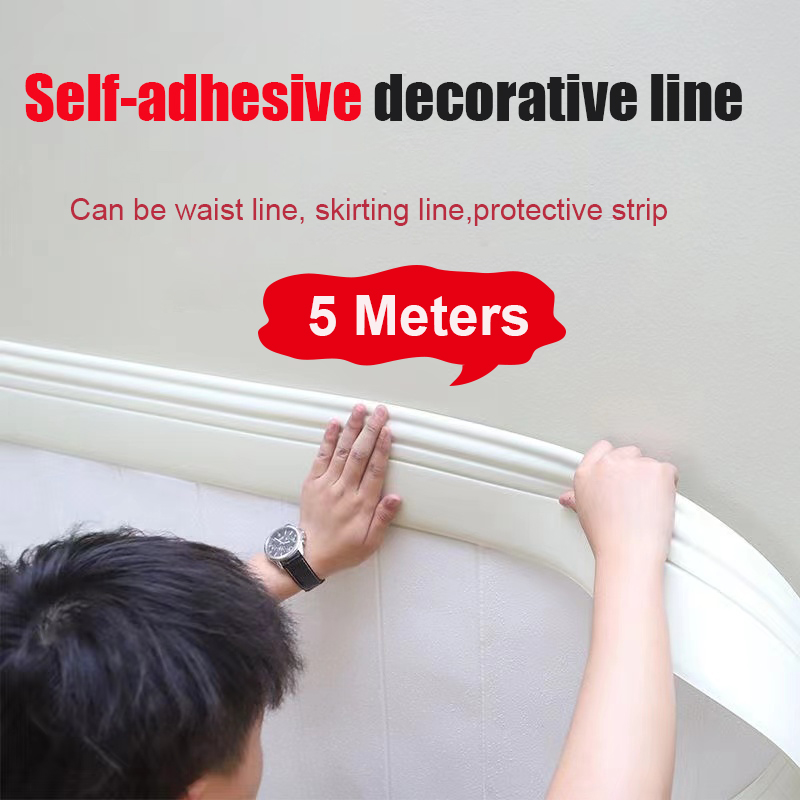 5M 자가 접착 벽 트림 몰딩 NBR 스커팅 보드 유연 - Home Decor Wall Molding 리뷰 및 가격