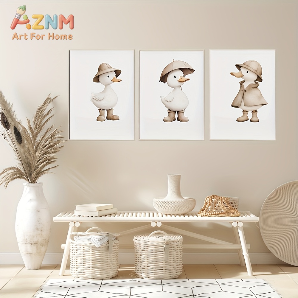 AZNM 귀여운 오리 캔버스 벽 예술 모자 레인코트 우 - Home Decor Duck 리뷰 및 가격