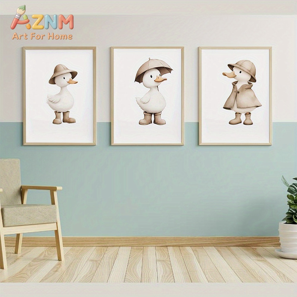 AZNM 귀여운 오리 캔버스 벽 예술 모자 레인코트 우 - Home Decor Duck 리뷰 및 가격