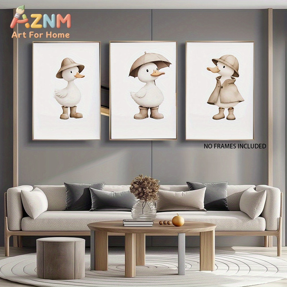 AZNM 귀여운 오리 캔버스 벽 예술 모자 레인코트 우 - Home Decor Duck 리뷰 및 가격