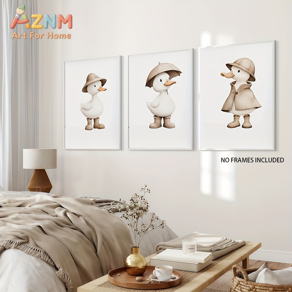 AZNM 귀여운 오리 캔버스 벽 예술 모자 레인코트 우 - Home Decor Duck 리뷰 및 가격