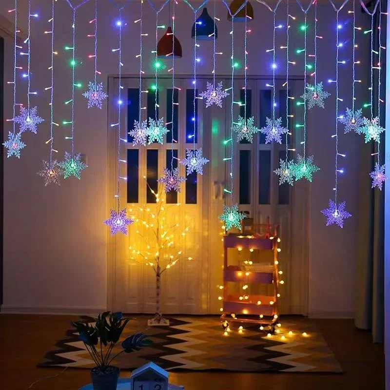 4M 96LED 크리스마스 홈 데코 눈송이 스트링 라이 - String Curtain Light 리뷰 및 가격