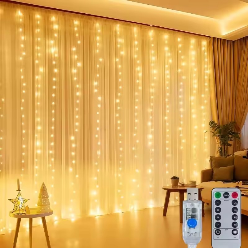 3/4/6m 커튼 LED 스트링 조명 가랜드 USB 페 - String Curtain Light 리뷰 및 가격