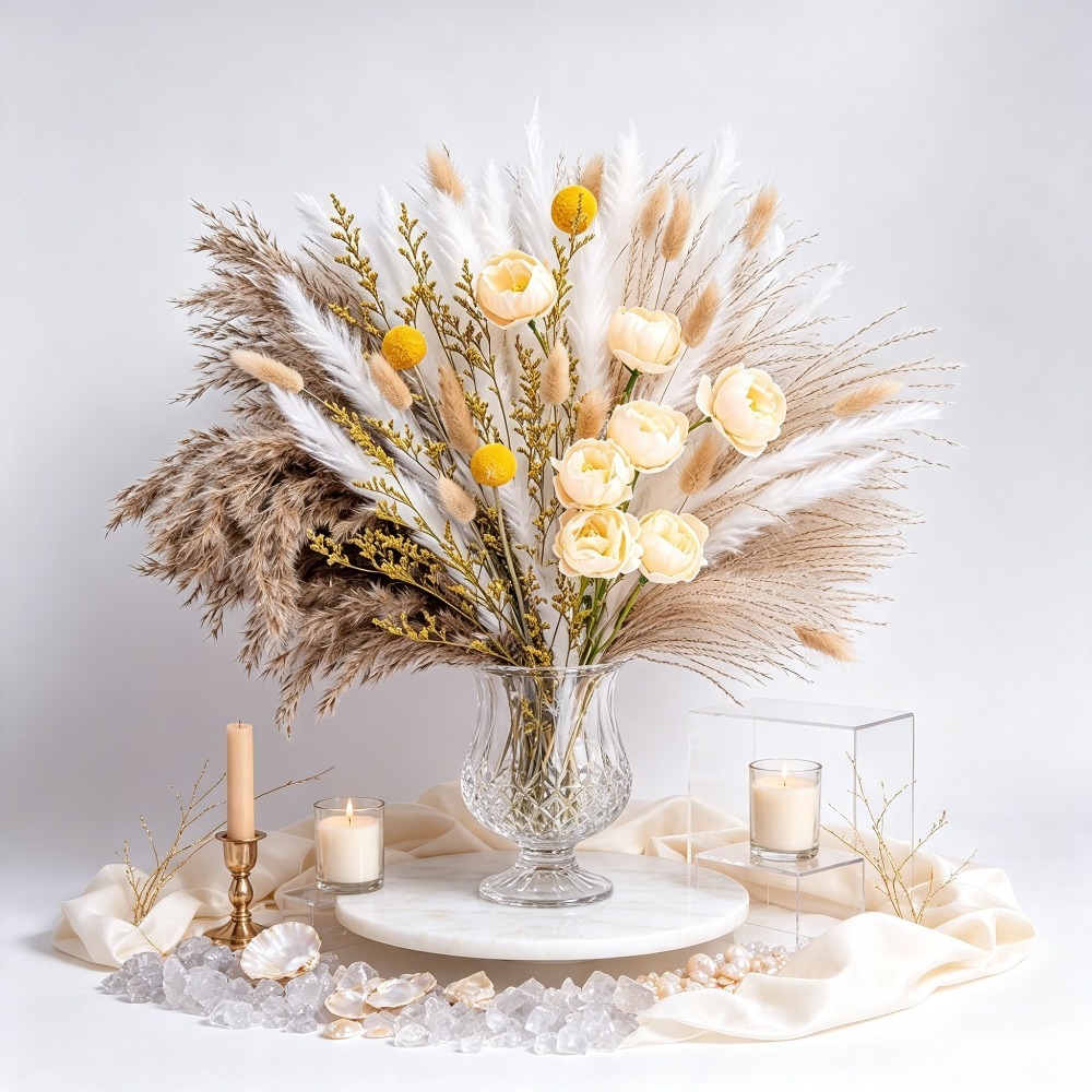 믹스 드라이 플라워 부케, 팜파스 그래스, 버니 테일  - Pampas Grass Decor 리뷰 및 가격
