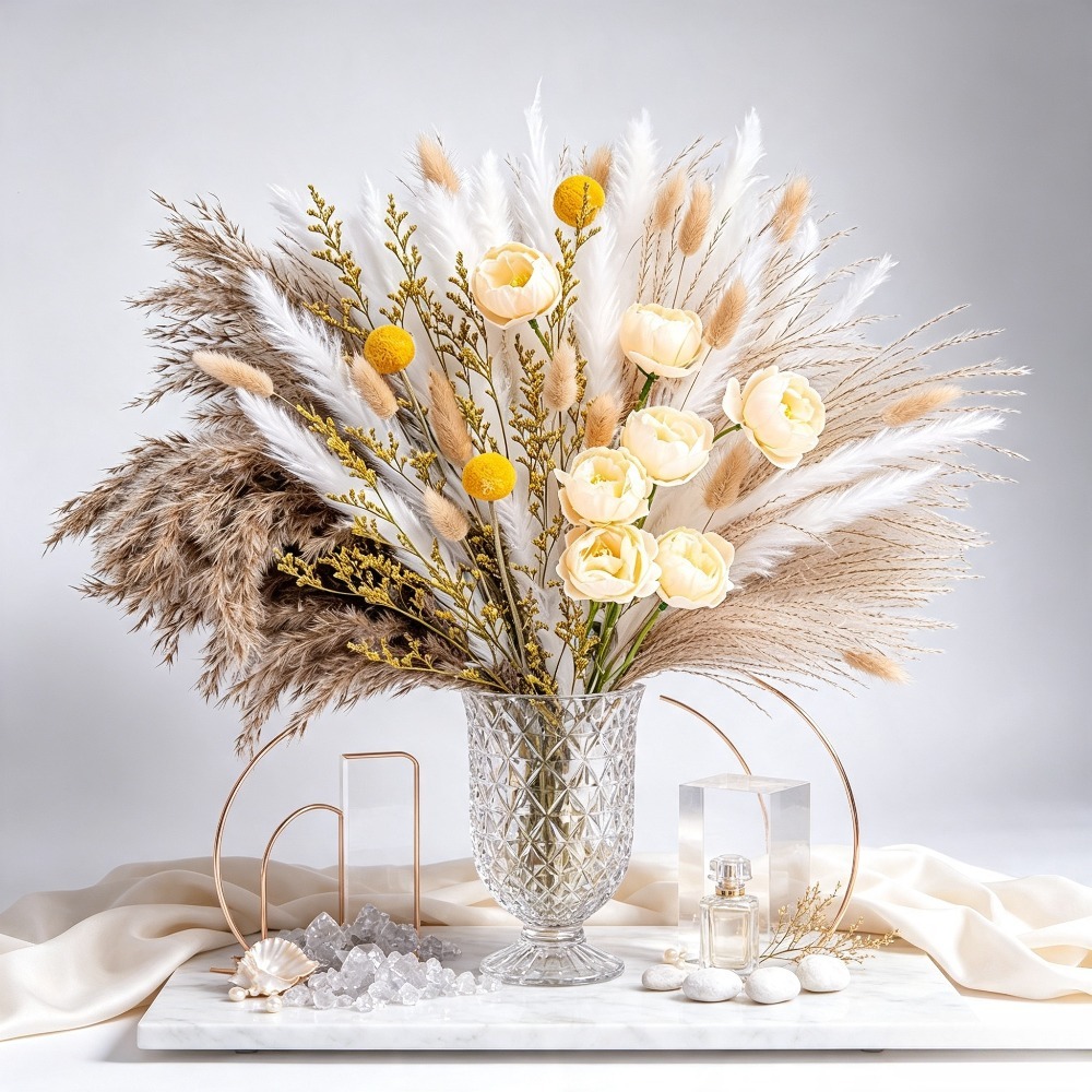 믹스 드라이 플라워 부케, 팜파스 그래스, 버니 테일  - Pampas Grass Decor 리뷰 및 가격