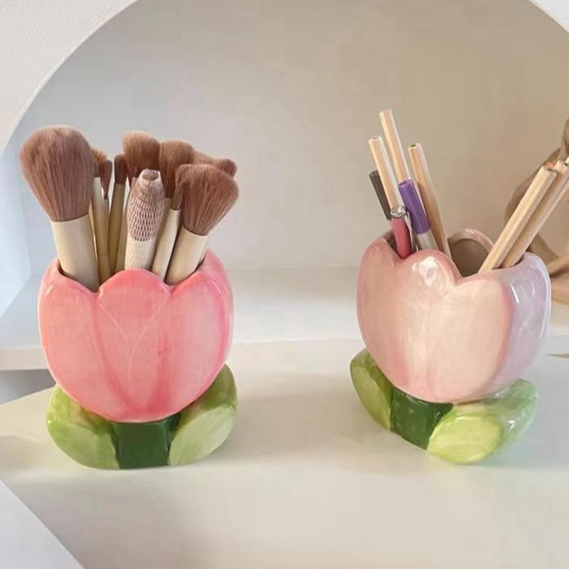 사무실 책상용 펜 홀더, 미적 감각의 핑크색 메이크업  - Home Decor Tulip 리뷰 및 가격