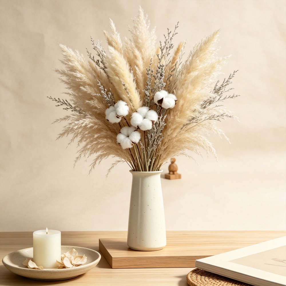 자연 건조 팜파스 그래스 부케, 리모니엄이 있는 건조  - Pampas Grass Decor 리뷰 및 가격