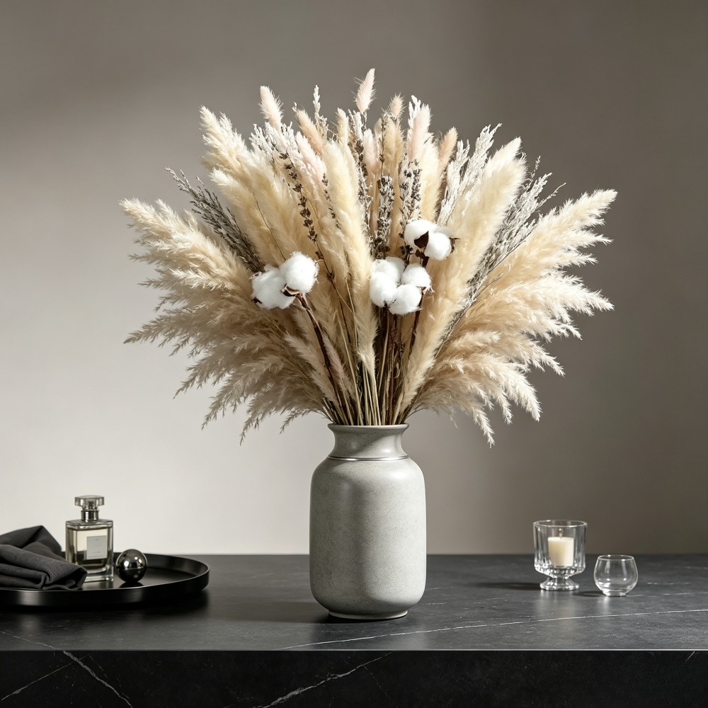 자연 건조 팜파스 그래스 부케, 리모니엄이 있는 건조  - Pampas Grass Decor 리뷰 및 가격