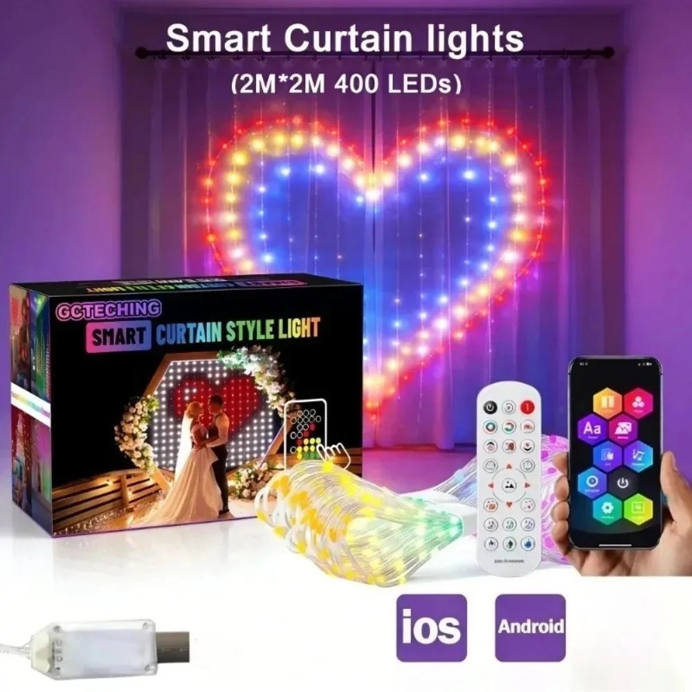 스마트 RGB LED 커튼 조명 블루투스 앱 제어 픽셀 - String Curtain Light 리뷰 및 가격