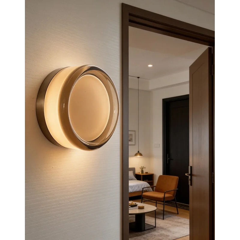 현대적인 유리 LED 벽등, 원형 미니멀리스트 벽 조명 - Home Decor Wall Molding 리뷰 및 가격