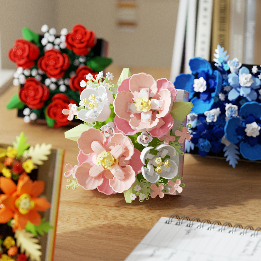 로즈 마이크로 다이아몬드 입자 꽃 빌딩 블록 꽃 모델  - Home Decor Under 500 리뷰 및 가격