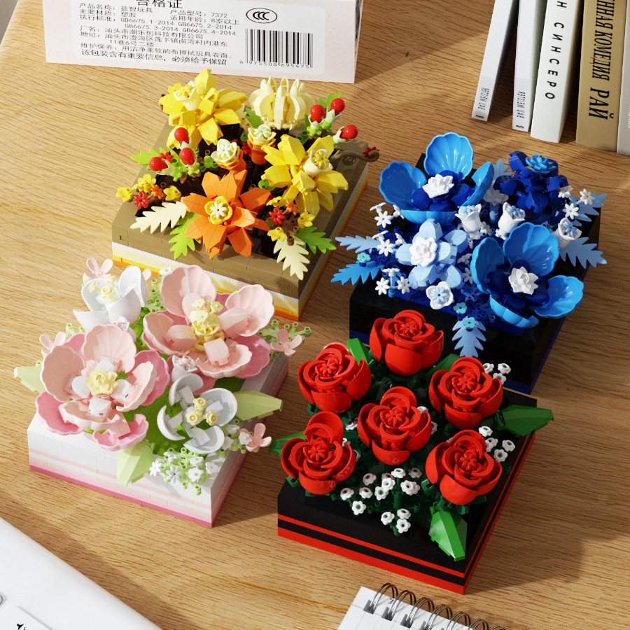 로즈 마이크로 다이아몬드 입자 꽃 빌딩 블록 꽃 모델  - Home Decor Under 500 리뷰 및 가격
