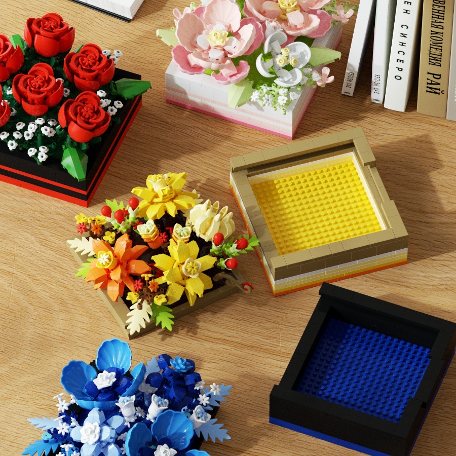 로즈 마이크로 다이아몬드 입자 꽃 빌딩 블록 꽃 모델  - Home Decor Under 500 리뷰 및 가격