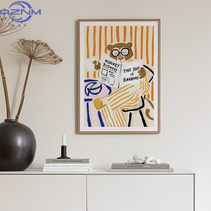 AZNM 곰 추상 라인 무지개 보호 아트 포스터 장식  - Home Decor Pt 리뷰 및 가격