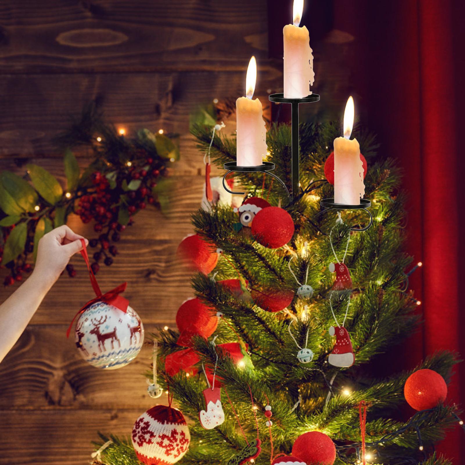 메탈 블랙 트리플 트리 토퍼 캔들라브라 트리 토퍼 캔들 - Home Decor Xmas Tree 리뷰 및 가격
