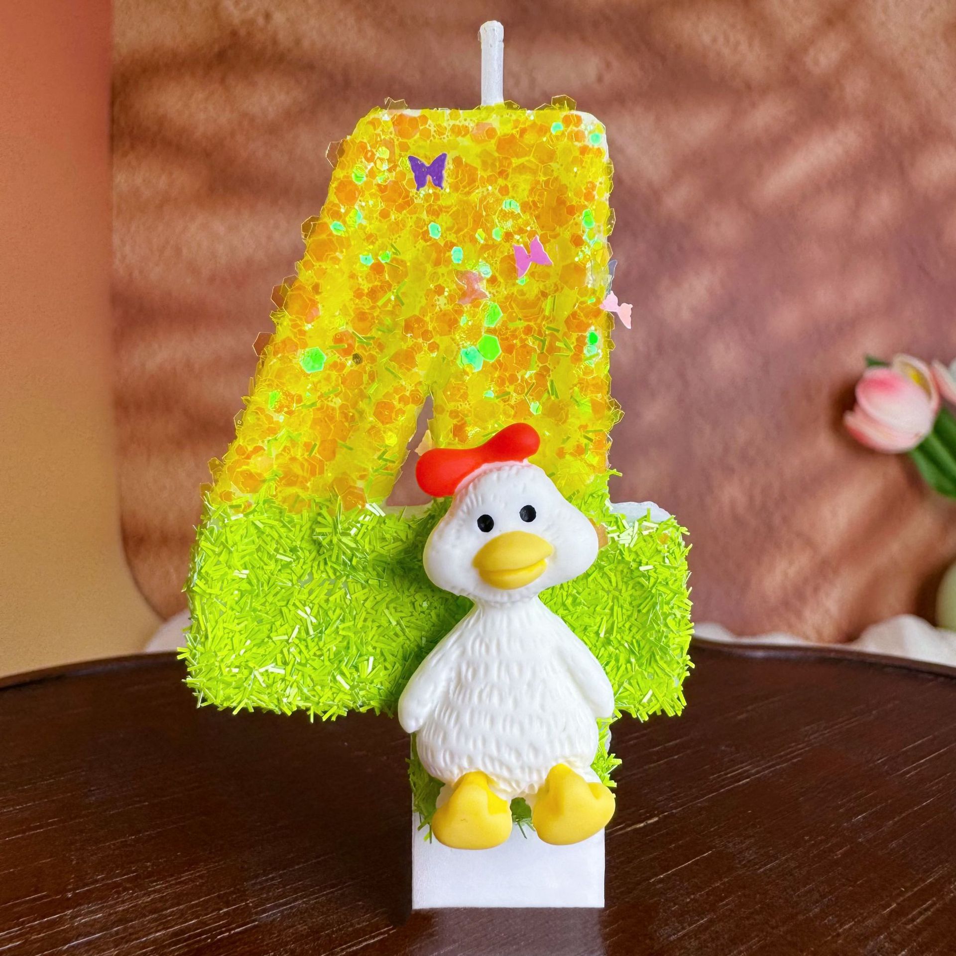 노란색과 초록색이 섞인 리본 모양의 작은 흰색 오리 모 - Home Decor Duck 리뷰 및 가격