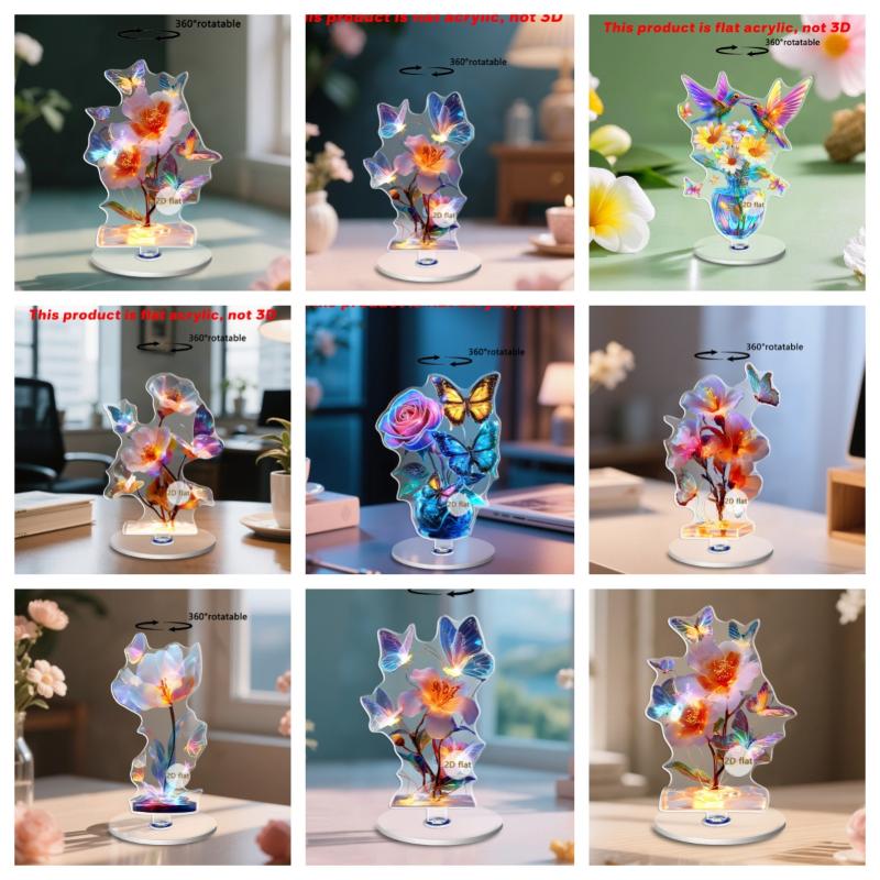 2D 아크릴 보라색 튤립 꽃병 거실 테이블 장식품 사무 - Home Decor Tulip 리뷰 및 가격